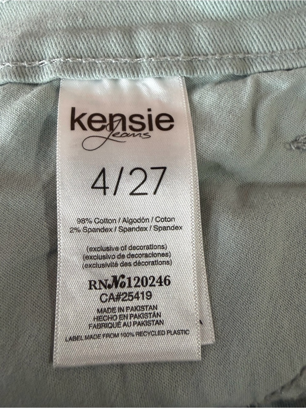 Kensie The Ultimate High Rise Skinny Jeans Light Sage Green Size 4/27 💛 - Picture 4 of 7